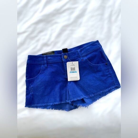 Oakley Corduroy Blue Distressed Fringe Shorts Size 5 / 6 - Picture 5 of 12